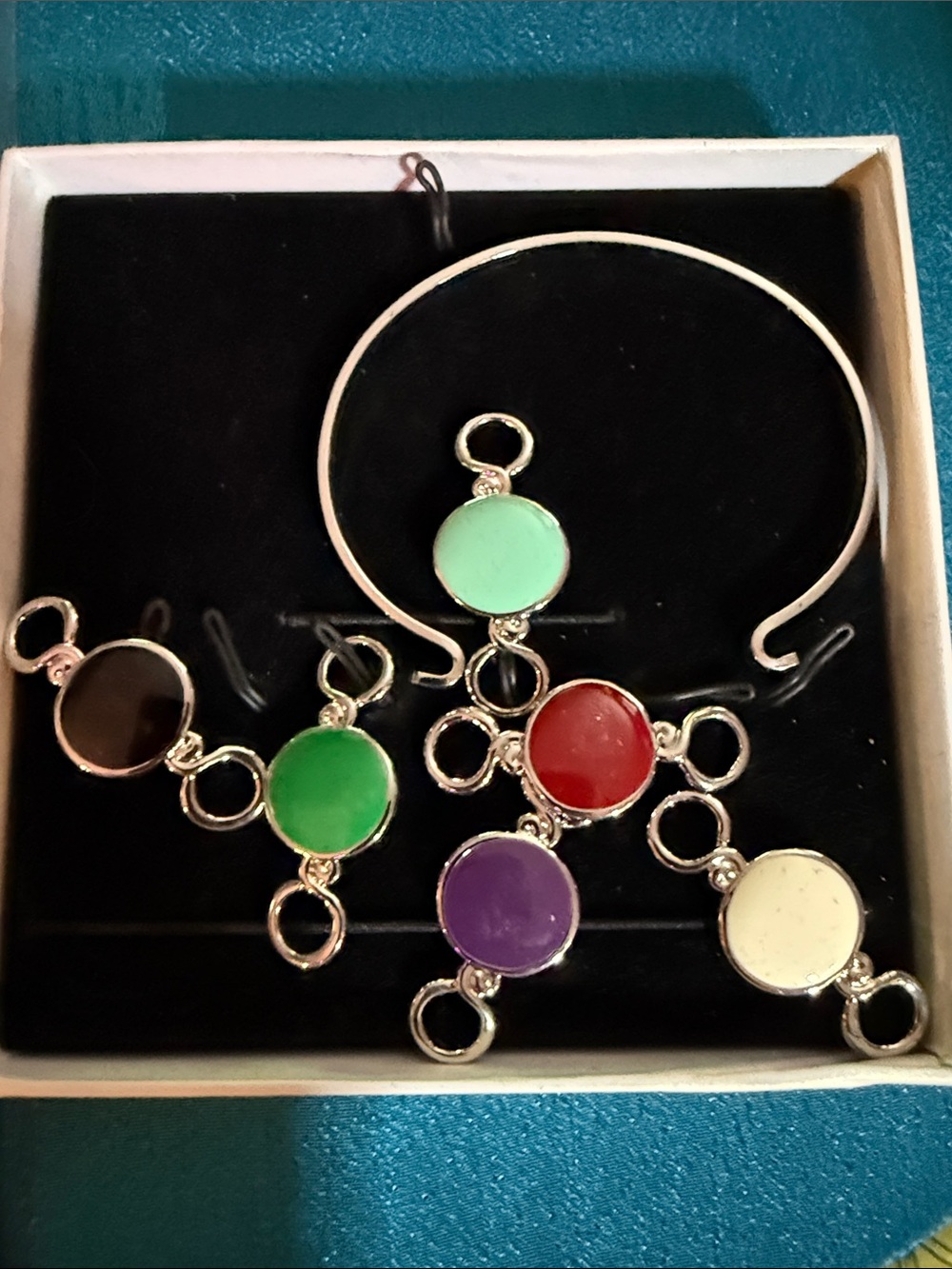 Multicolor Enamel Circle Pendant bracelet with interchangeable discs